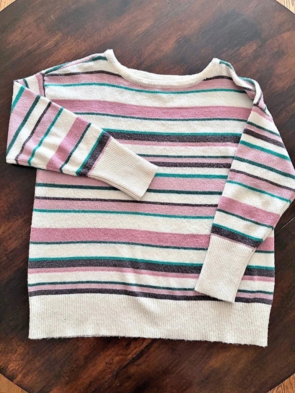 Lane Bryant Striped Sweater in Pink & Green Like New